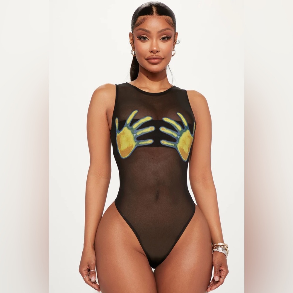 Look But Don't Touch Bodysuit - Black/combo